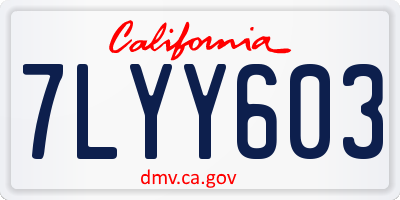 CA license plate 7LYY603