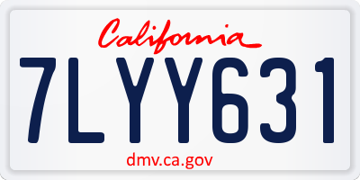 CA license plate 7LYY631