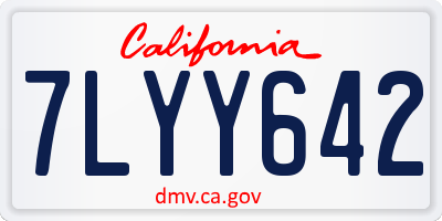 CA license plate 7LYY642