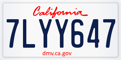 CA license plate 7LYY647