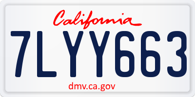 CA license plate 7LYY663