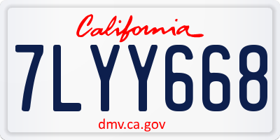 CA license plate 7LYY668