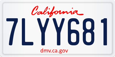 CA license plate 7LYY681