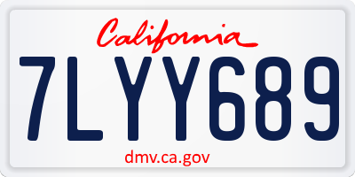 CA license plate 7LYY689