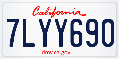 CA license plate 7LYY690