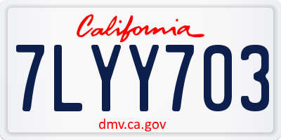 CA license plate 7LYY703