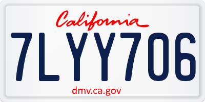 CA license plate 7LYY706