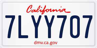 CA license plate 7LYY707