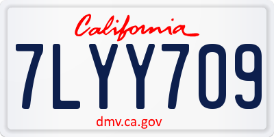 CA license plate 7LYY709