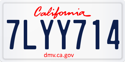 CA license plate 7LYY714