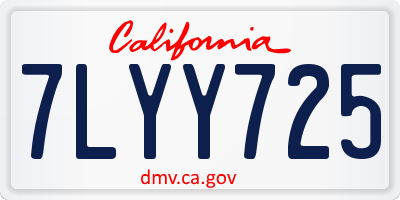 CA license plate 7LYY725