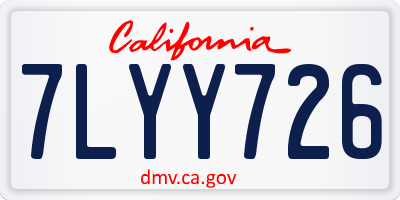 CA license plate 7LYY726