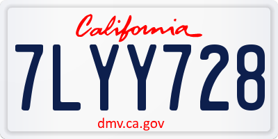 CA license plate 7LYY728