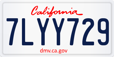 CA license plate 7LYY729
