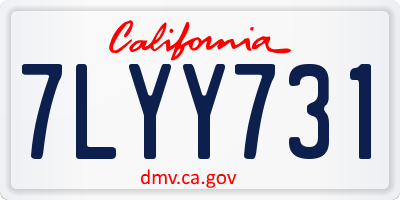 CA license plate 7LYY731