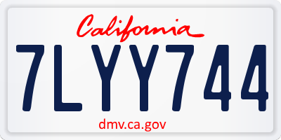 CA license plate 7LYY744