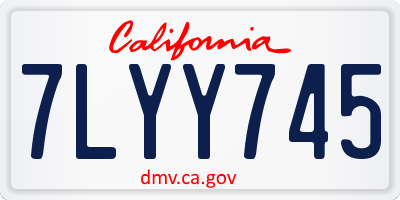 CA license plate 7LYY745
