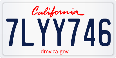 CA license plate 7LYY746