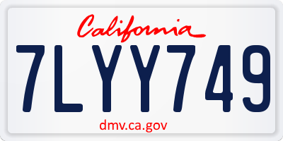 CA license plate 7LYY749