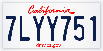 CA license plate 7LYY751