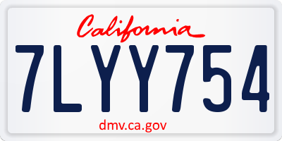 CA license plate 7LYY754