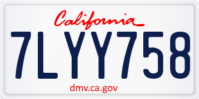 CA license plate 7LYY758