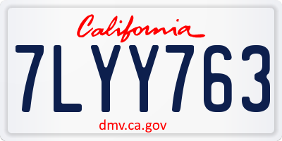 CA license plate 7LYY763