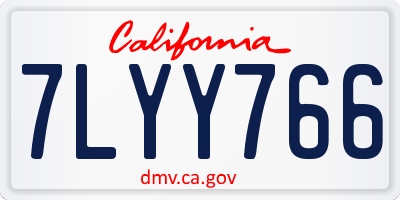 CA license plate 7LYY766