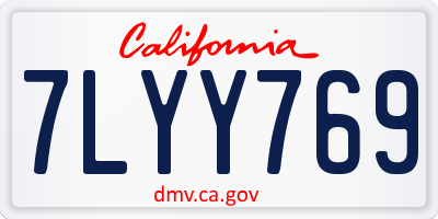 CA license plate 7LYY769