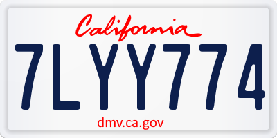 CA license plate 7LYY774
