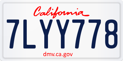 CA license plate 7LYY778