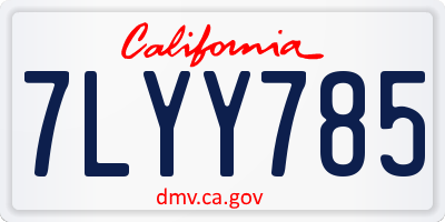 CA license plate 7LYY785