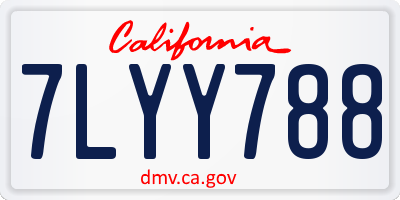 CA license plate 7LYY788
