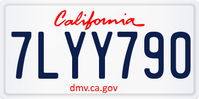 CA license plate 7LYY790