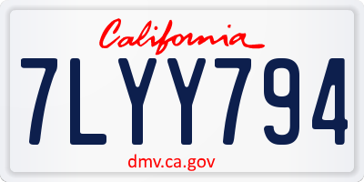 CA license plate 7LYY794