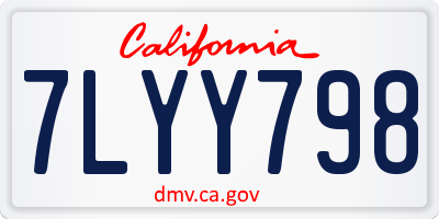 CA license plate 7LYY798