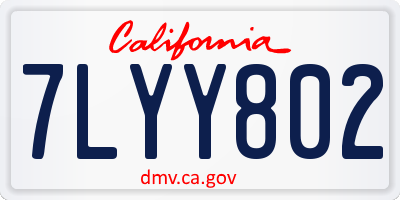 CA license plate 7LYY802