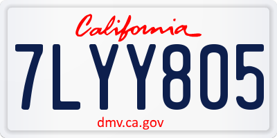CA license plate 7LYY805