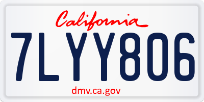 CA license plate 7LYY806
