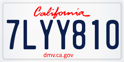 CA license plate 7LYY810