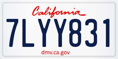 CA license plate 7LYY831
