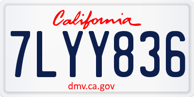 CA license plate 7LYY836