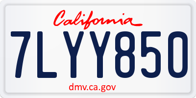 CA license plate 7LYY850