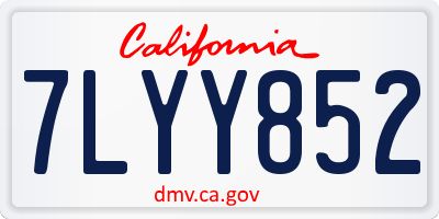 CA license plate 7LYY852