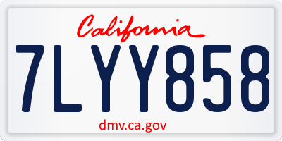 CA license plate 7LYY858