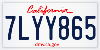 CA license plate 7LYY865