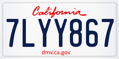 CA license plate 7LYY867