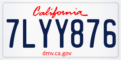 CA license plate 7LYY876