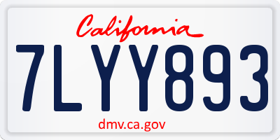 CA license plate 7LYY893