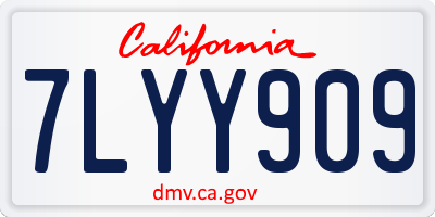 CA license plate 7LYY909